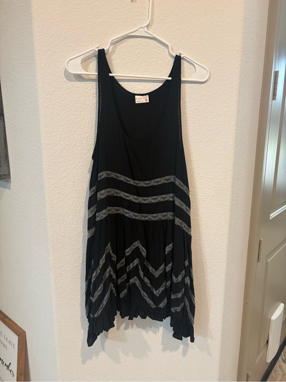 Intimately Free People Voile and Lace Trapeze Slip Dress in Black Combo Medium